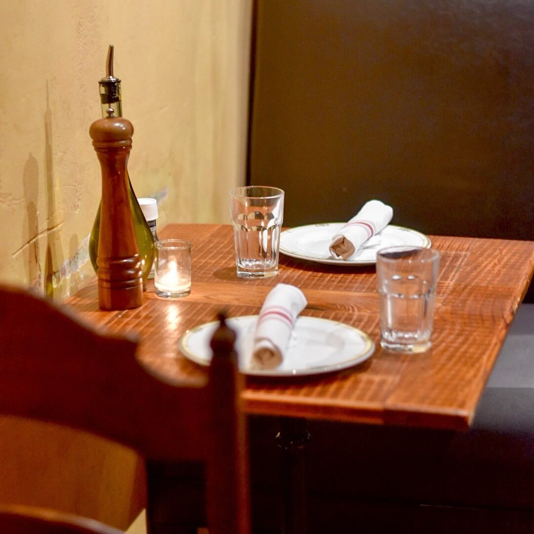 A candlelit table for two